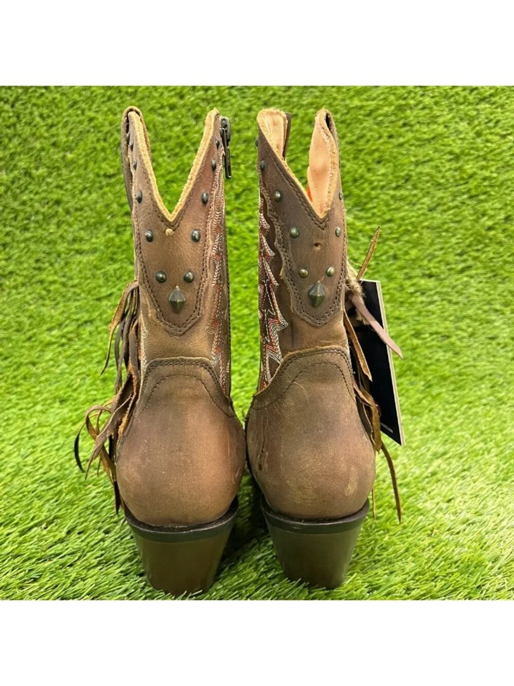 Durango Crush Womens Size 7 Brown Cowgirl Western Snip Toe Zip Up Fashion Boots